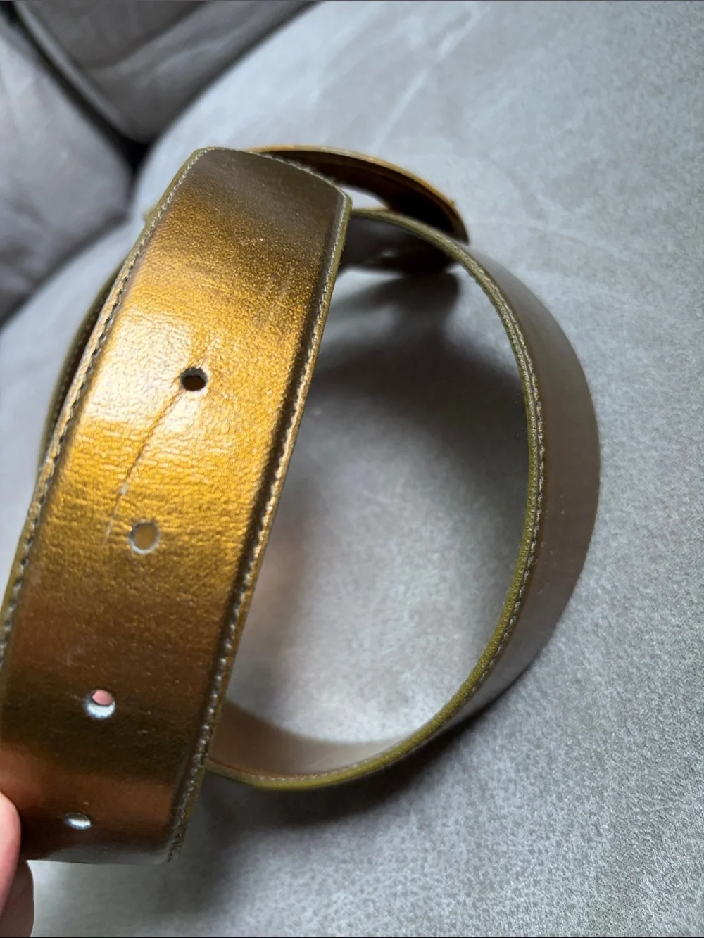 Ritz Metallic Gold Belt Oval Buckle L Vtg
